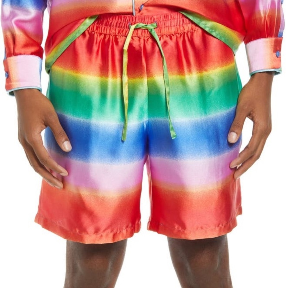 (A5)‎ BP. BE PROUD Pride Gender Inclusive Satin Shorts, Size Medium, NWT